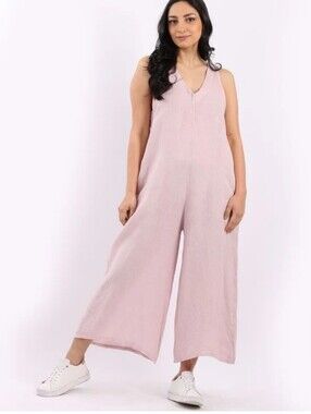 Meo Meli Italian Linen Lagenlook Wide Leg Jumpsuit